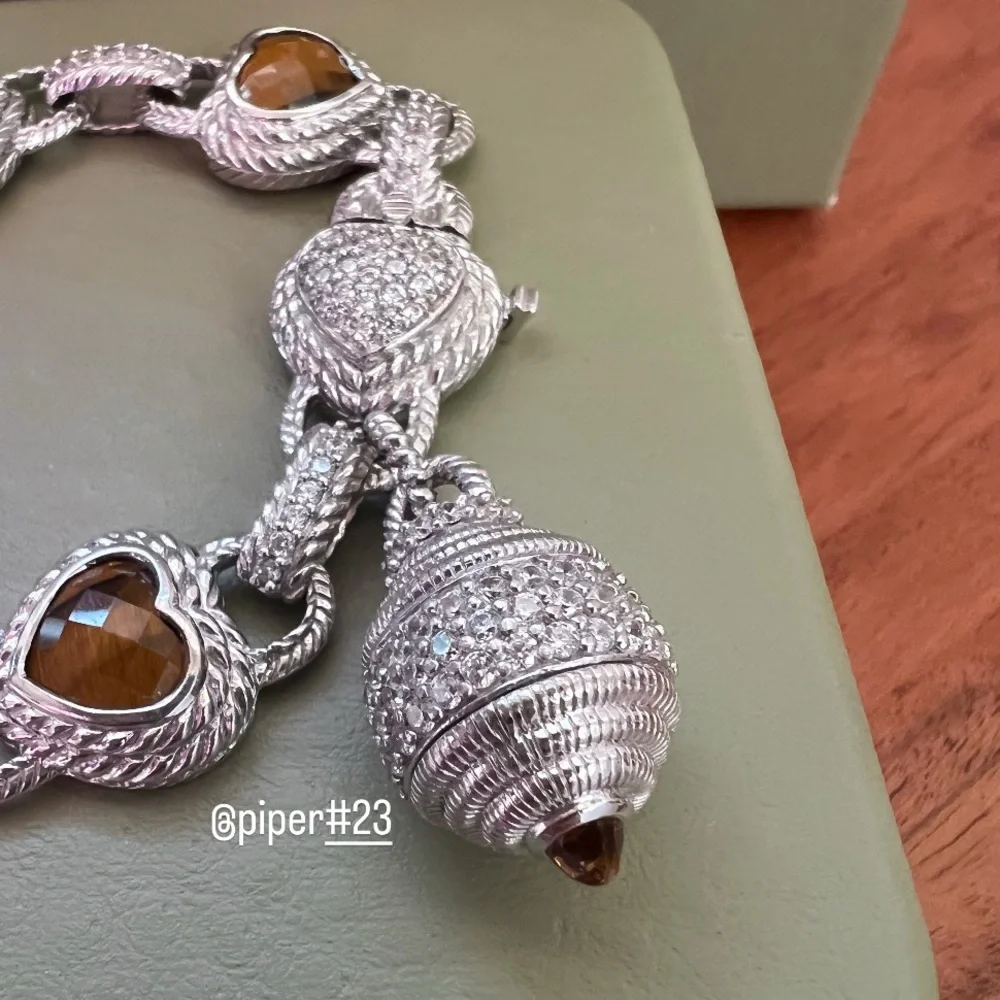 Judith Ripka Turquoise & Tigers Eye Doublet Heart-shaped Bracelet - Picture 4 of 11